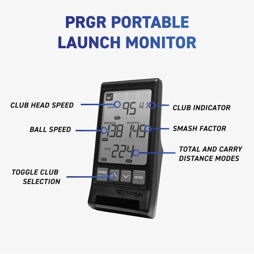 PRGR HS 130-A Portable Golf Launch Monitor | Doppler Radar Measures Club & Ball Speed, Smash Factor, Total & Carry Distance | Tracks Swing Speed Training Aids