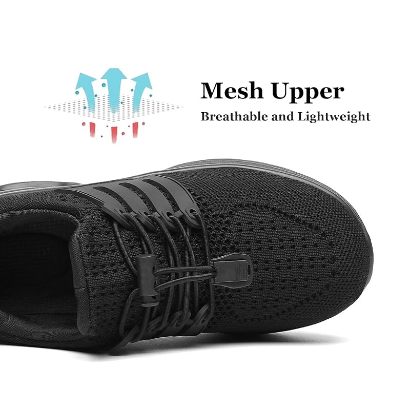 Kids Lightweight Running Sneakers for Boys & Girls - All Black, 3.5 Big Kid