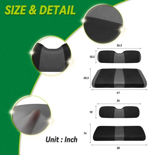 YUWEIDG0769 Universal EZGO Golf Cart Seat Covers Dress UP Older Golf Cart, Durable Breathable Material Front and Back Seat Cover Fit for EZ GO TXT, Easy to Install, Machine Washable
