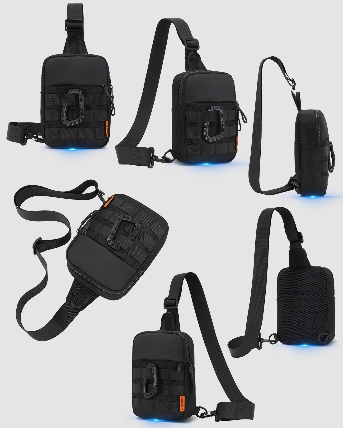 Peicees Small Anti Theft Sling Bag for Men, Tactical Inspired Waterproof EDC Mini Crossbody Chest Bag for Travel Work Sport