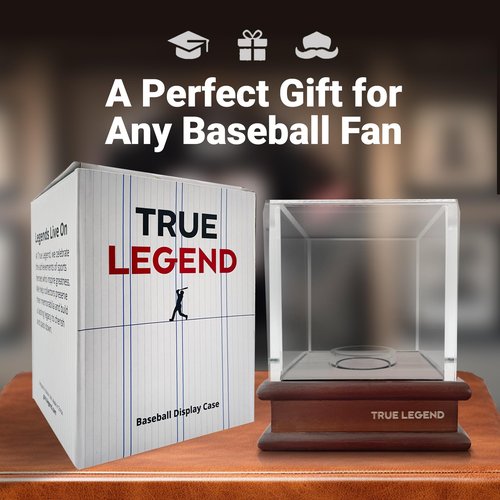 True Legend Baseball Display Case with 99% UV Protection: Premium Baseball Holder with Thick Acrylic Polished Edges - Perfect Display Stand for Sports Memorabilia Collectors