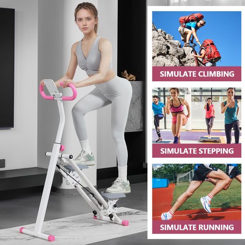 Stair Stepper for Home - Upgrade Vertical Climber Workout Machine | Full-Body Cardio Workout Equipment | Adjustable Handles & Stable Frame (Pink)