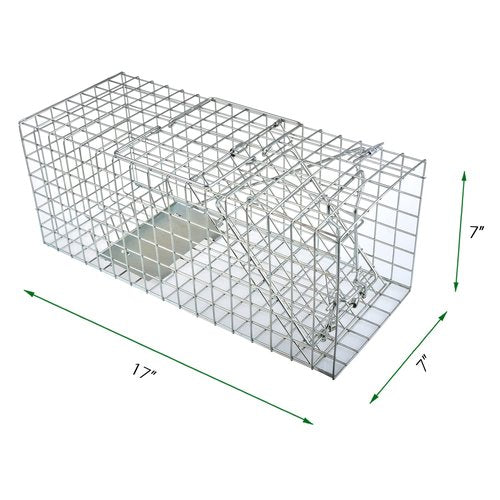 Anyhall Heavy Duty Humane Live Animal Cage Trap for Squirrels, Weasels and Similar-Size Rodents - 17” x 7” x 7”