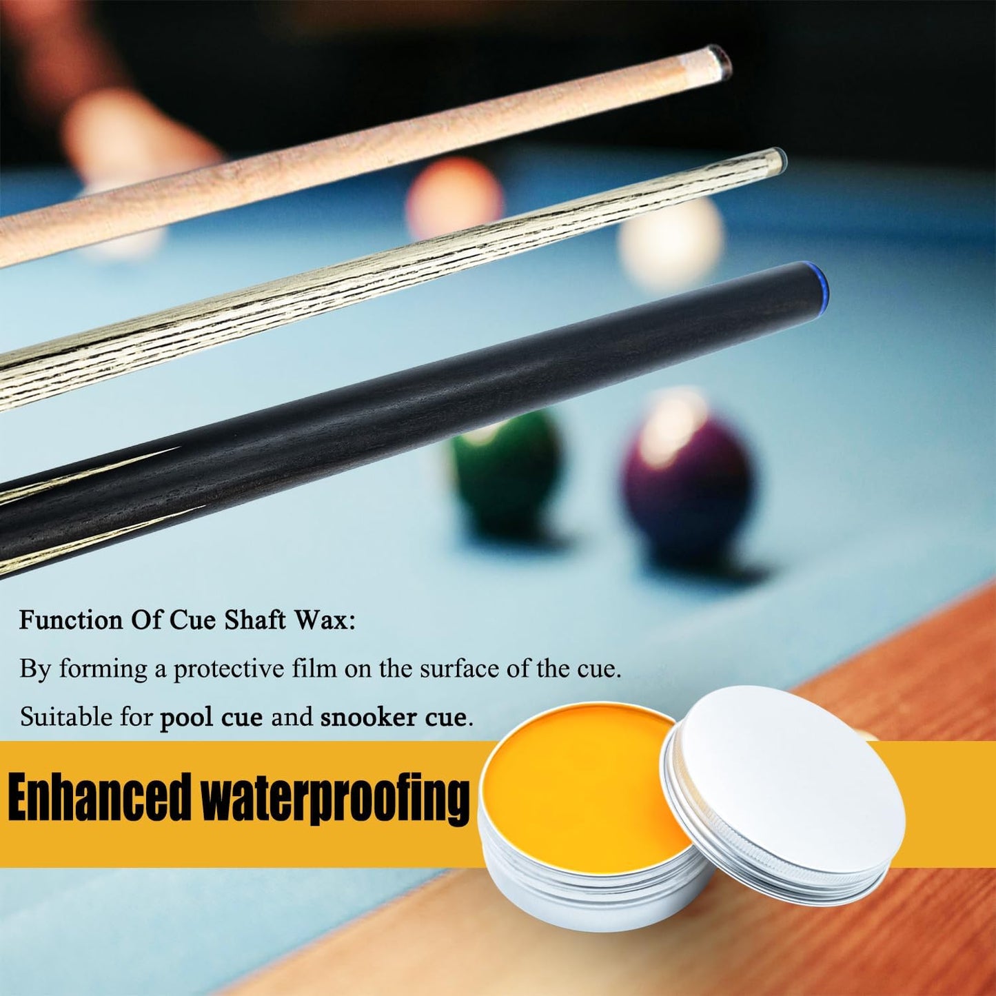 2 Pack Pool Cue Stick Shaft Wax Set, Billiards Pool Cue Stick Slicker 2-Sided Pool Cue Shaft Smoother and Burnisher, for Wood Pool Cue Shaft Clean and Protection