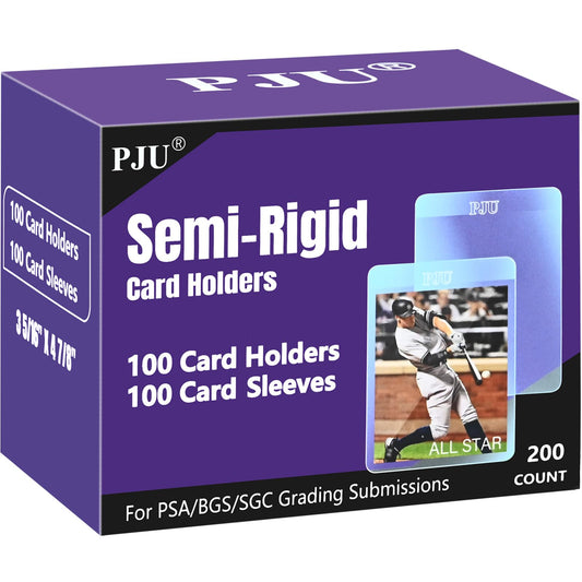 100ct Semi Rigid Card Holders & 100ct Card Sleeves for PSA, SGC, BGS, CSG Graded Card Submissions, Semi Rigid Card Sleeves, Baseball Card Protectors, PSA Graded Card Sleeve for Trading Card