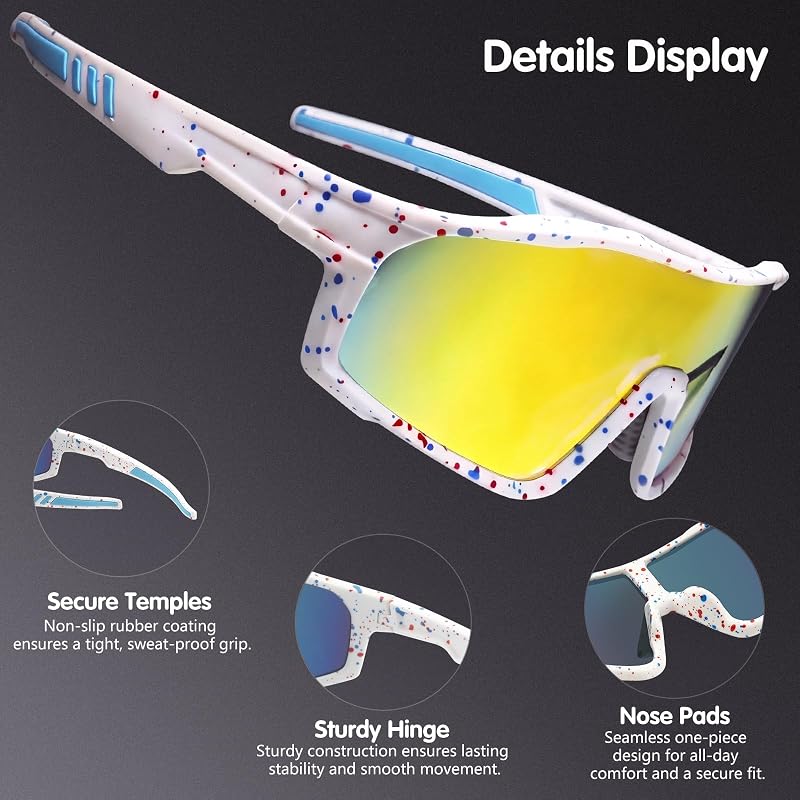 Kids Sunglasses UV400 for Boys & Girls Aged 6-12 - 2-Pack, Black/Blue Frame, 135mm Width