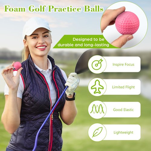 ywmigl 12 Pcs Foam Golf Practice Balls Soft Foam Balls for Golf Practice Realistic Feel and Flight Sport Training for Backyard Training Fun Indoor or Outdoor (Rose red)