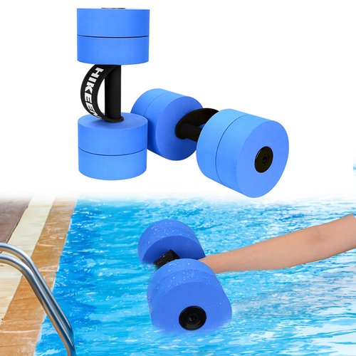 Hikeen Aquatic Exercise Dumbbells Water Dumbbell Pool Resistance Aquatic Fitness Barbells With 4 High-Density EVA Foam Pool Weights Dumbbells, for Water Aerobics Weight Loss (2 EVA Blue)