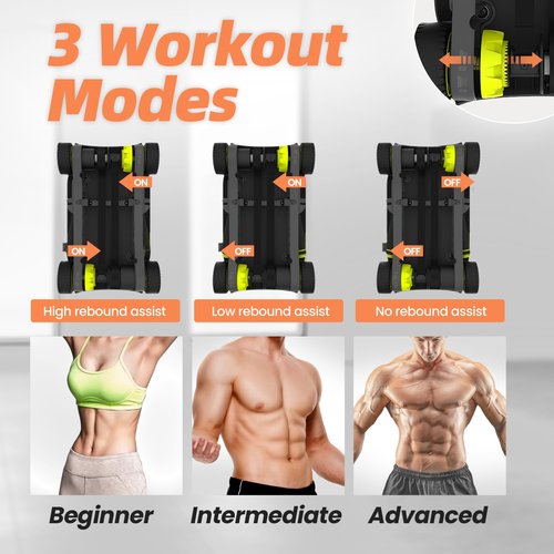 WONDER CORE Slide Fit: Ab Roller Wheel with Elbow Support, Automatic Rebound Ab Abdominal Exercise Roller Wheel, Abs Workout Equipment, Fitness Rolling Board with Knee Pad for Home Gym (Green)