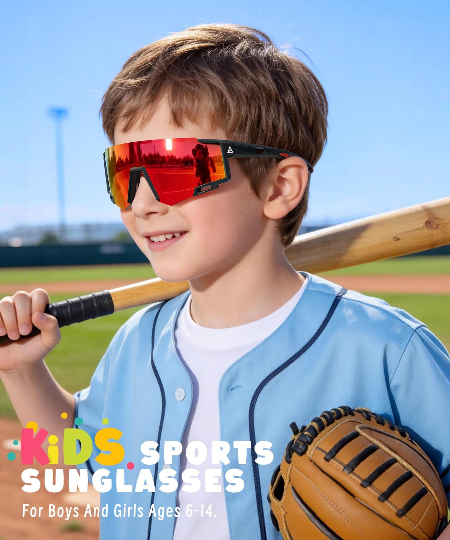 KALIYADI Polarized Kids-Sunglasses Sports Sunglasses-for-Kids: Boys Girls Sun Glasses with UV400 for Running Cycling Age 6-14