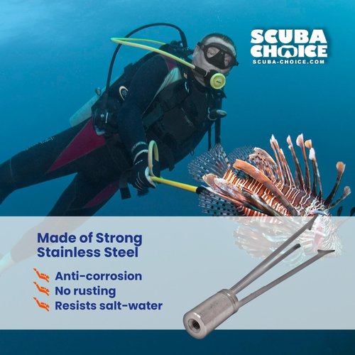 Scuba Choice 6" Stainless Steel Spearfishing Pole Spear Tip, 3-Prong Paralyzer Head with Barbs, 7mm Thread, Durable Replacement for Spearguns, Palantic 3" Speargun Tip Compatible