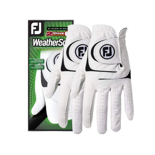 FootJoy Men's WeatherSof 2-Pack Prior Generation Golf Glove White Cadet Large, Worn on Left Hand