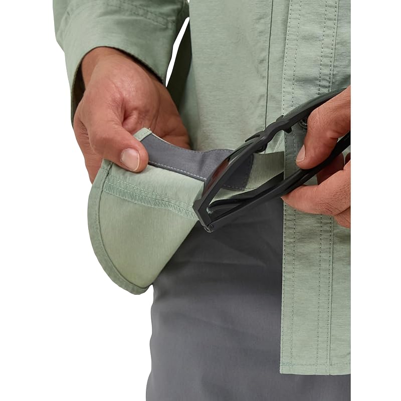 ATG by Wrangler Iceberg Green Medium Moisture-Wicking Long Sleeve Shirt with Convertible Sleeves