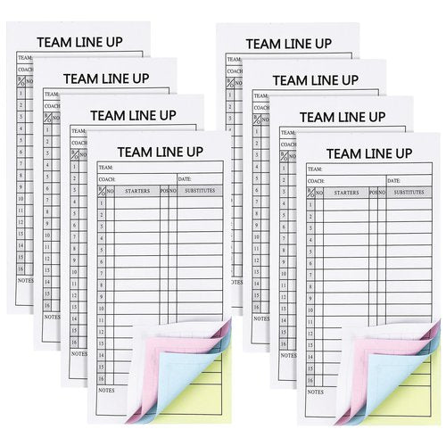 Clabby 240 Sets 8 Packs Baseball/Softball Lineup Cards Coaching 4 Part Carbonless Copies, 30 Games 16 Player Roster Line up Sheet Scorebook for Gameday Essential Sport Team Coach Umpire, 3.86 x 7.87