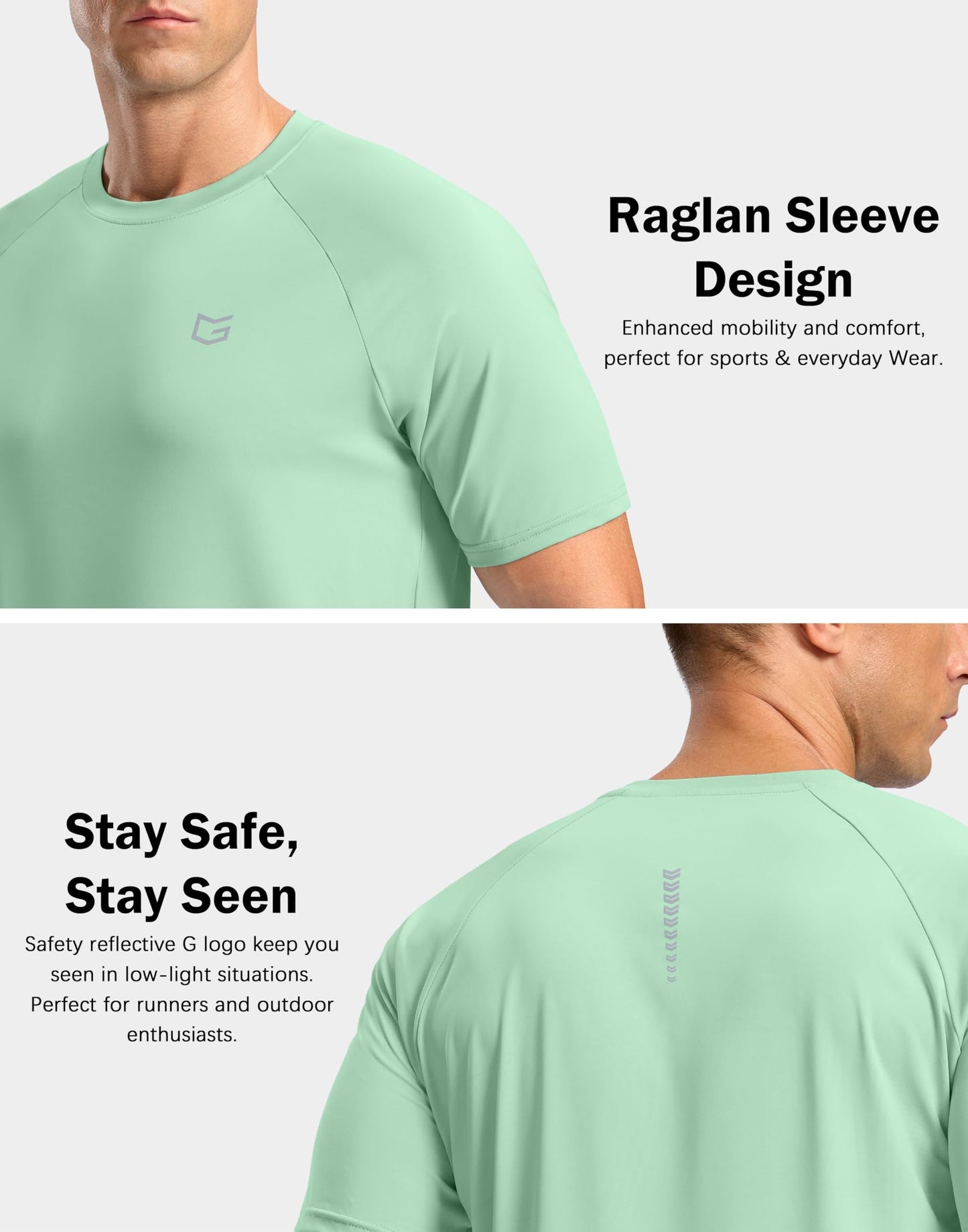 G Gradual Men's Athletic Workout T-Shirts Moisture Wicking Cooling Running Shirts Short Sleeve Performance Tee for Gym Tennis(Mint Green,3XL)