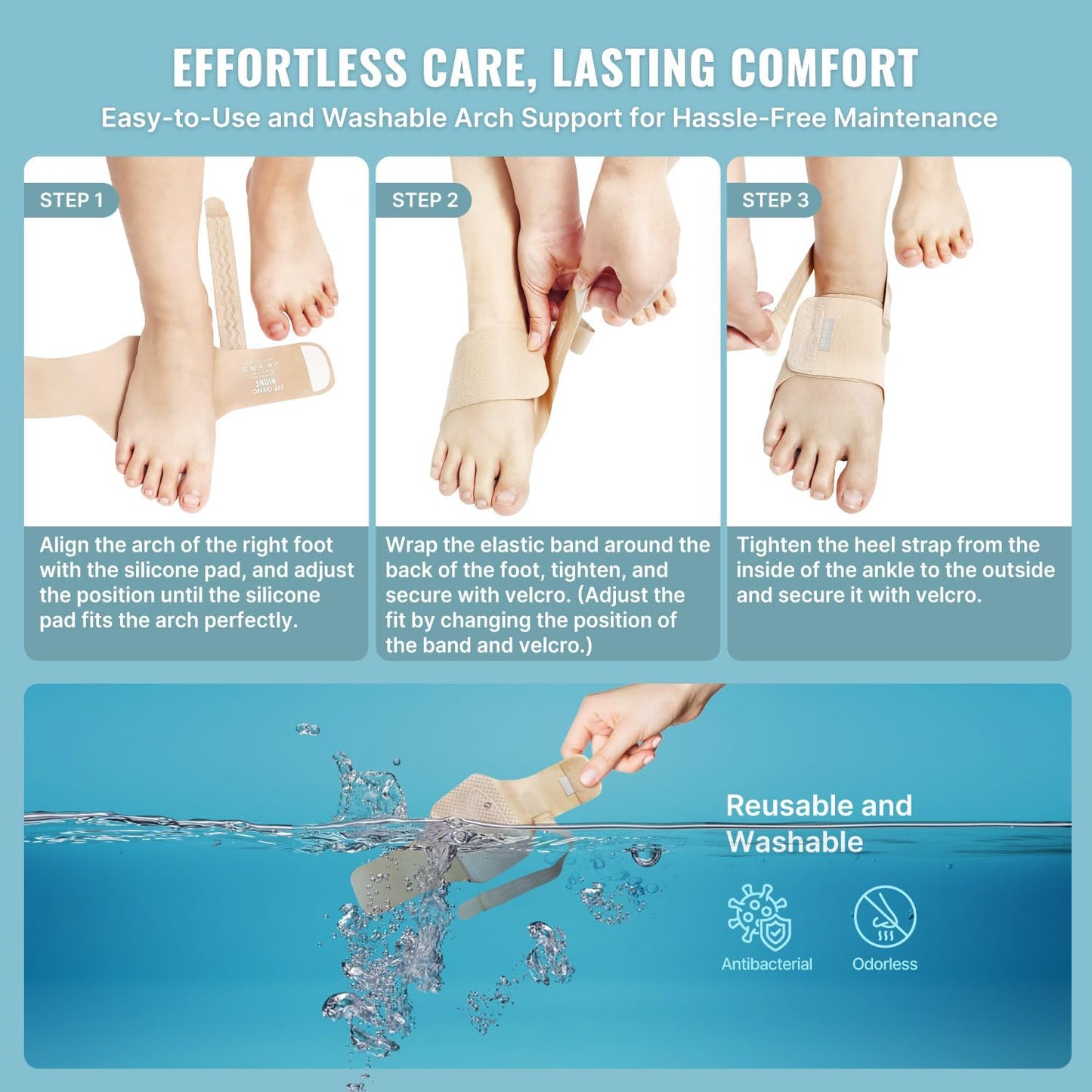 Fit Geno Invisible Arch Support Brace – Non-Slip Arch Support Sleeve for Flat Feet & Fallen Arches
