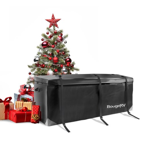 BougeRV Hitch Cargo Carrier Bag Waterproof/Rainproof for Car Truck SUV Vans Rear Mount Trays and Baskets 48'' L x 20'' W x 22'' H