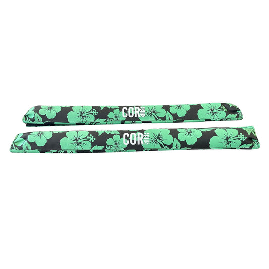 Aero Car Roof Soft Rack Pad (Pair) for Surfboard, Kayak, Snowboard, Canoe, SUP and Paddleboard for Wide Aero Style Bars (Hawaiian Green, 28" Wide)