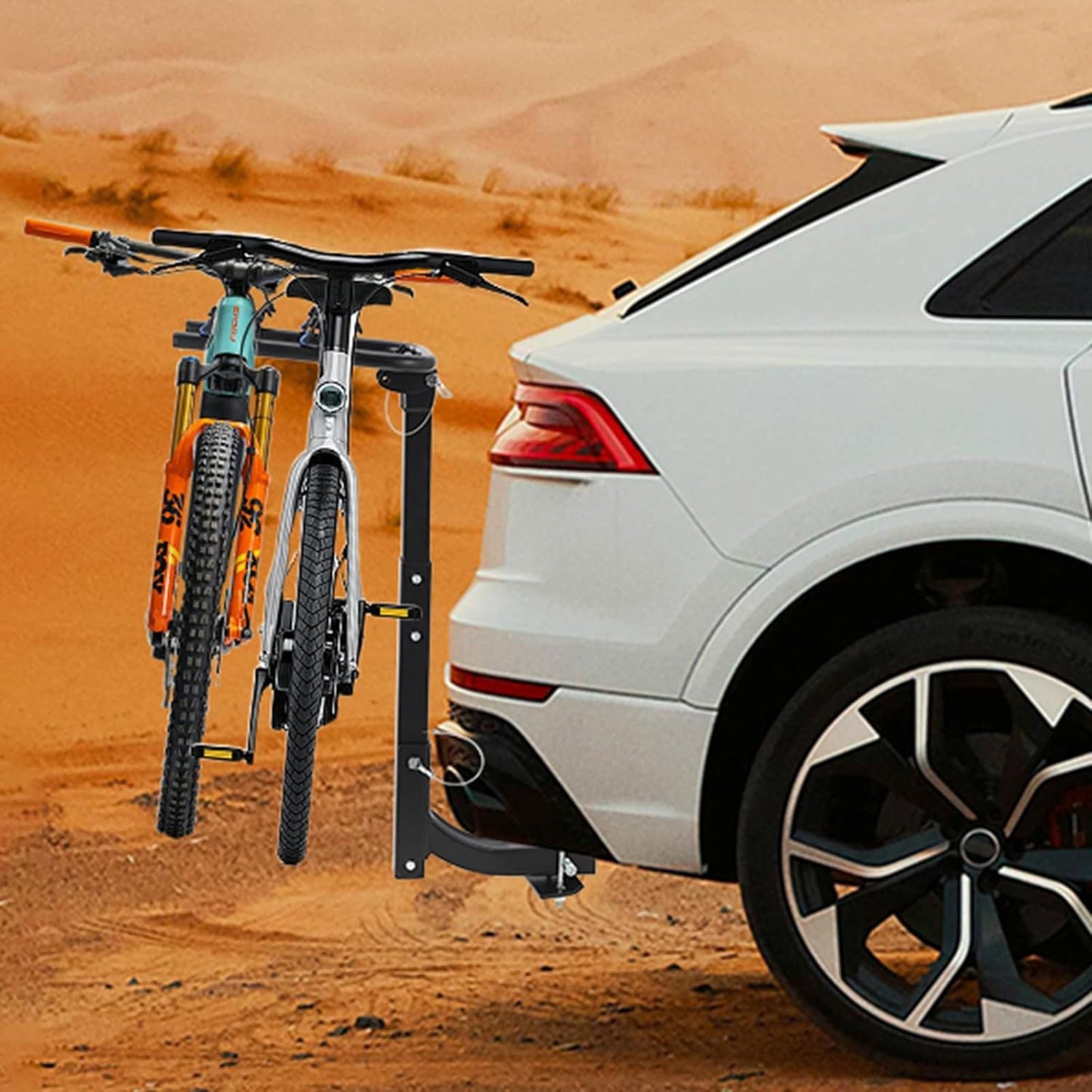 2 Bike Hitch Rack, Heavy-Duty Foldable Steel Bicycle Rack with Hitch and Anti-Rattle Straps, 2" Receiver Compatible, Easy to Assemble & Use, Bike Holder for Car, SUV, Truck