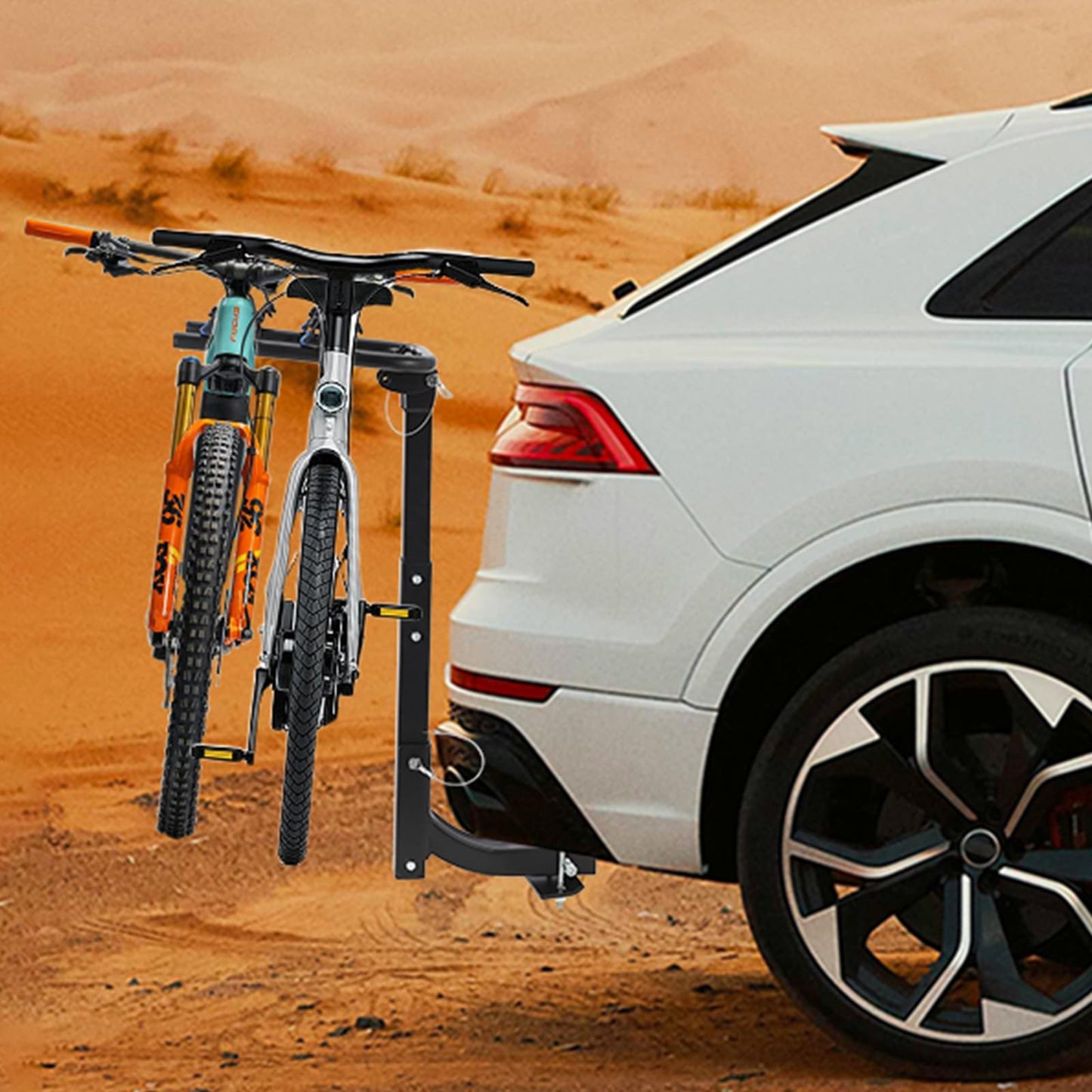 2 Bike Hitch Rack, Heavy-Duty Foldable Steel Bicycle Rack with Hitch and Anti-Rattle Straps, 2" Receiver Compatible, Easy to Assemble & Use, Bike Rack for SUV, Car, Truck