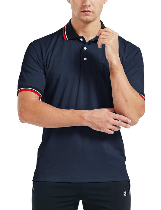 FitsT4 Sports Short Sleeve Polo Shirt Baseball/Softball Umpire Jersey/Referee Uniform - Sized for Chest Protector Navy S