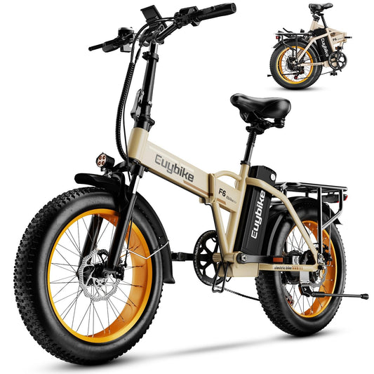 1000W Folding Electric Bike, 48V 20AH Large Removable Battery E Bike, 30+MPH, 80 Miles Max Range, 20" Fat Tire Electric Bicycle for Adults, Adult Electric Bicycles for Commute Beach Snow,Sandstorm