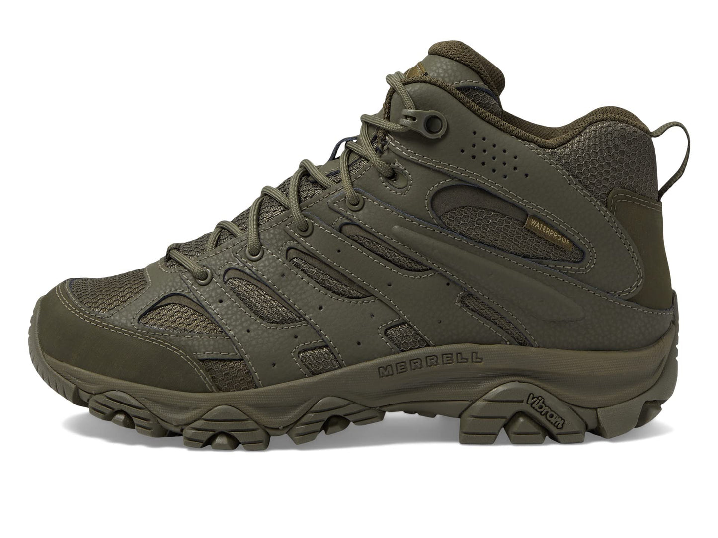 Merrell Men's Moab 3 Mid Tactical Waterproof Hiking Work Shoes, Dark Olive, 9