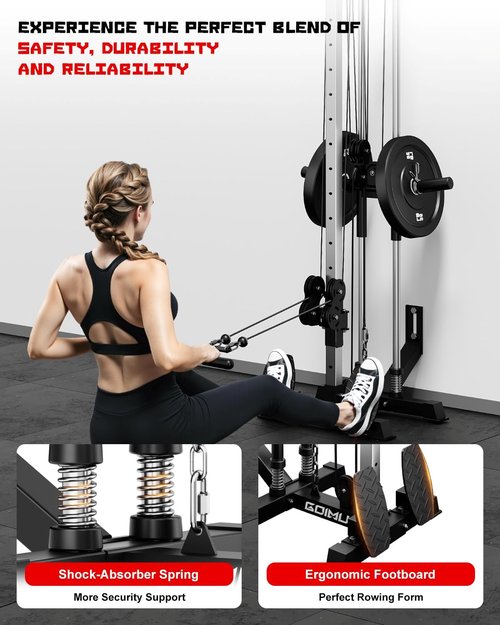 Goimu Wall Mount Cable Station, WM1 Cable Crossover Machine with 17 Positions, High and Low Cable Crossover Machine with Removable Footplate for Garage Home Gym (WM1 Cable Station BK)