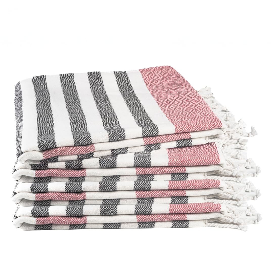 9Threads Cotton Turkish Beach Towel with Towels Oversized 36"x72" Pool Absorbent Extra Large Quick Dry Sand Travel Towel (Brick Noir, 4 Pack)
