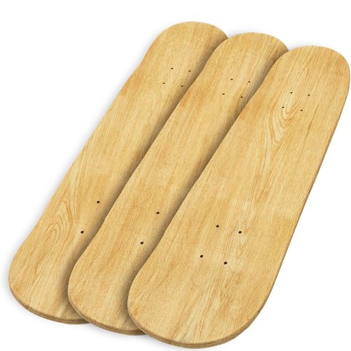 Beipoo 3 Packs 31"x 8" Blank Skateboard Decks,Natural,7-Layer Maple Double Tail Skateboard with Free Grip Tape and Sandpaper,Great for Replacement and Art Painting