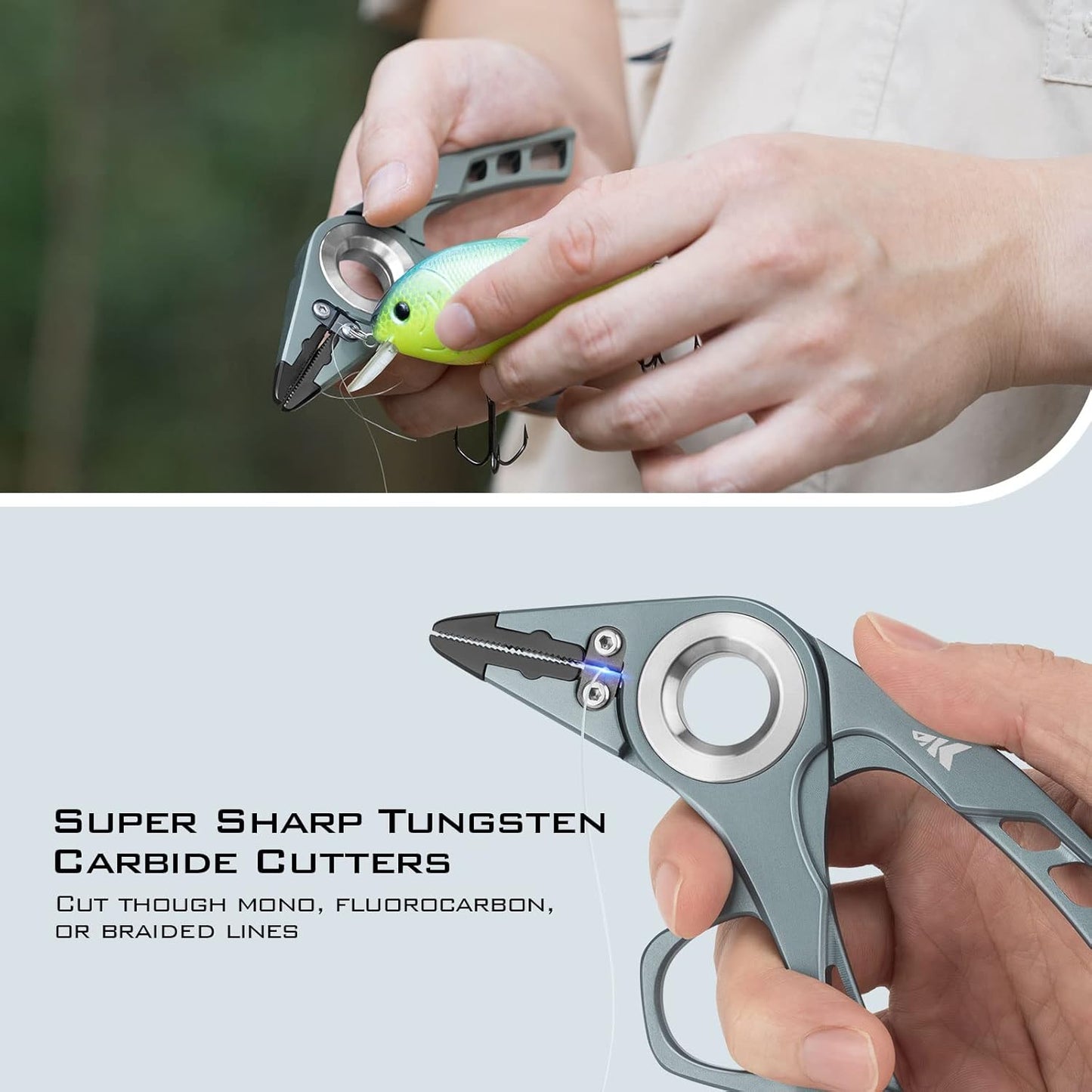 KastKing Micro Gila Fishing Pliers, Integrated Finger Hole, Aircraft Grade Aluminum, Fishing Tools, Saltwater Resistant Fishing Gear, Tungsten Carbide Cutters, Burt Orange