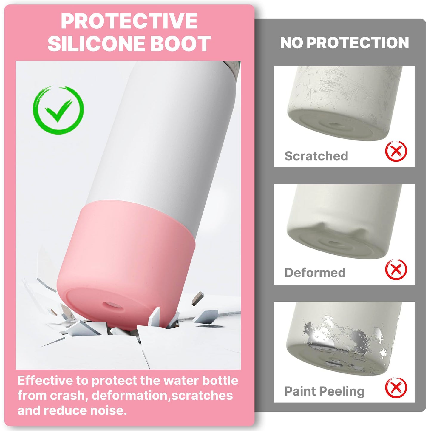 Diumepo Silicone Boot for 32 oz Owala Water Bottles, Anti-Slip Protective Sleeve for Owala Twist & FreeSip & Flip Insulated Water Bottle, Boot Bottom Base for Owala (Pink)