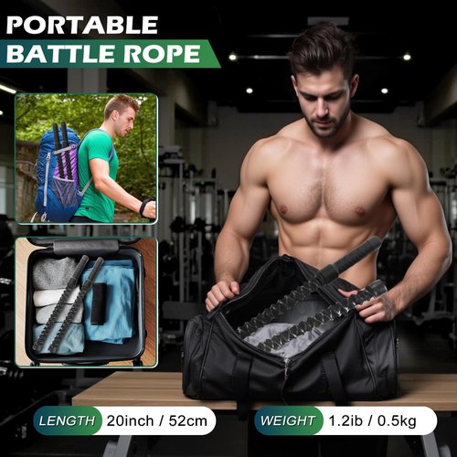Ropeless Battle Ropes for Home Gym, Weighted Workout Cords for HIIT, Strength, and Low-Impact Cardio Training