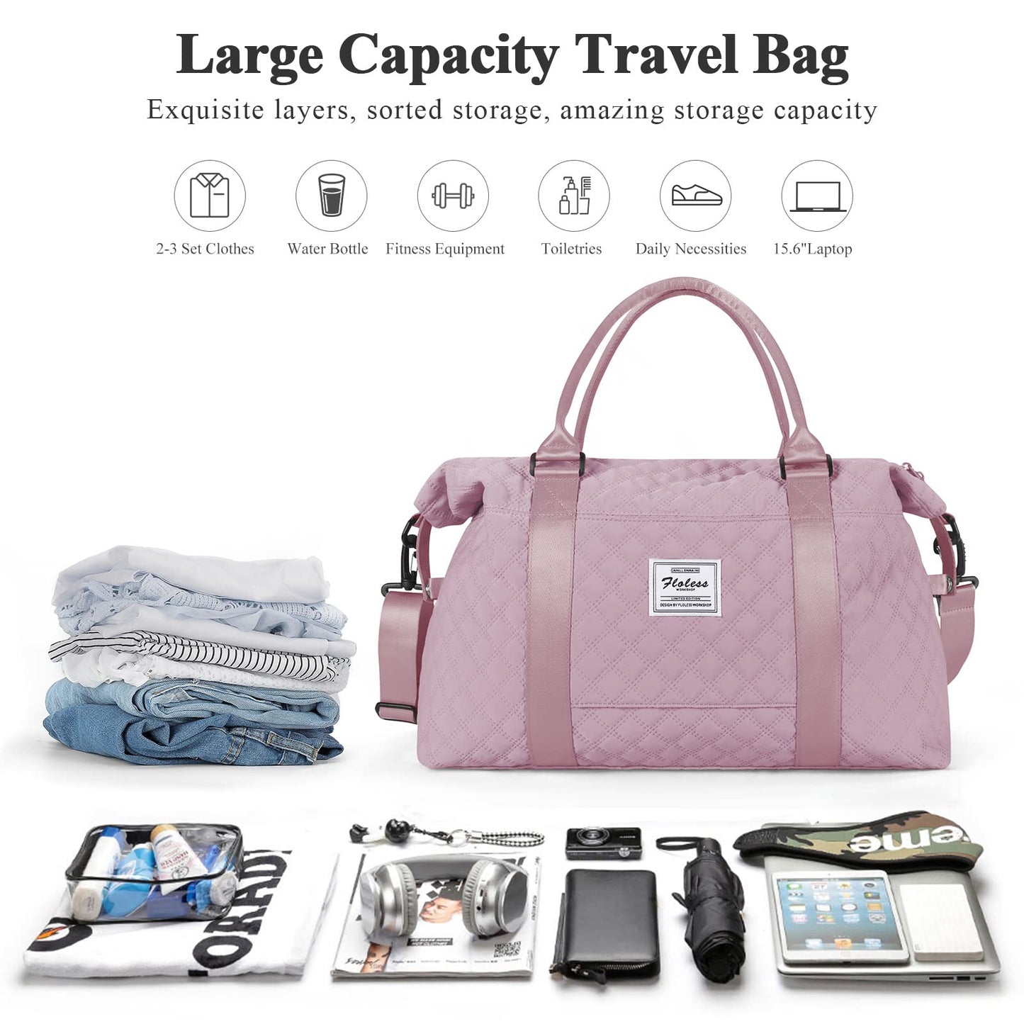 Travel Duffel Bag,Overnight Weekender Bags for Women with Wet Pocket