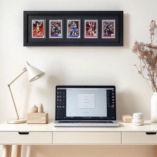 FramePro Trading Card Display Frame for 5 Standard Cards with Real Glass, Sports Collect Holder for Baseball Basketball Football Hocky Cards