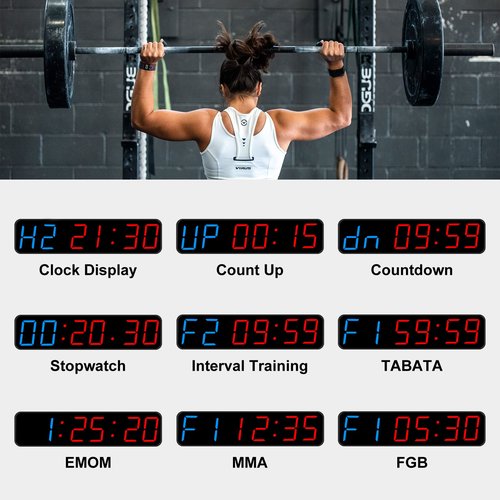 Jhering Gym Timer, Portable, Interval Timer with Rechargeable Battery and Built-in Magnet, LED Digital Anti Vertigo Display, Upgraded Workout Clock for Home Gym Garage Fitness(1.5" Black)