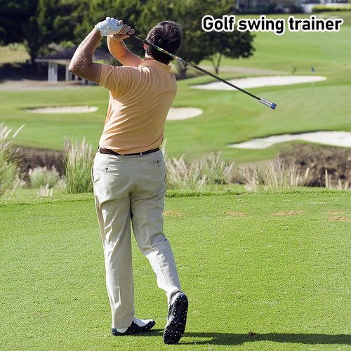 HUAEN Golf Swing Trainer Aid for Indoor Practice Speed Training, Warm up Stick Improved Rhythm, Grip, Flexibility, Balance, Tempo and Strength with 2 Adjustable Weights