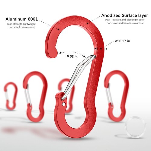 sprookber 2" Small Carabiner Clip, D Ring Caribeener, Spring Snap Hook for Keychain Multipurpose, Set of 20(Multicolor)