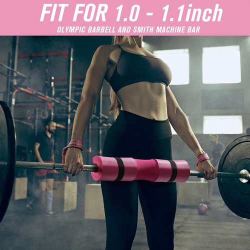 G4Free 7pcs Barbell Pad Set for Squat, Hip Thrusts, Lunges Standard Olympic Bars with 2 Gym Ankle Safety Straps, 3 Hip Resistance Bands, Barbell Pad and Carry Bag(Pink)