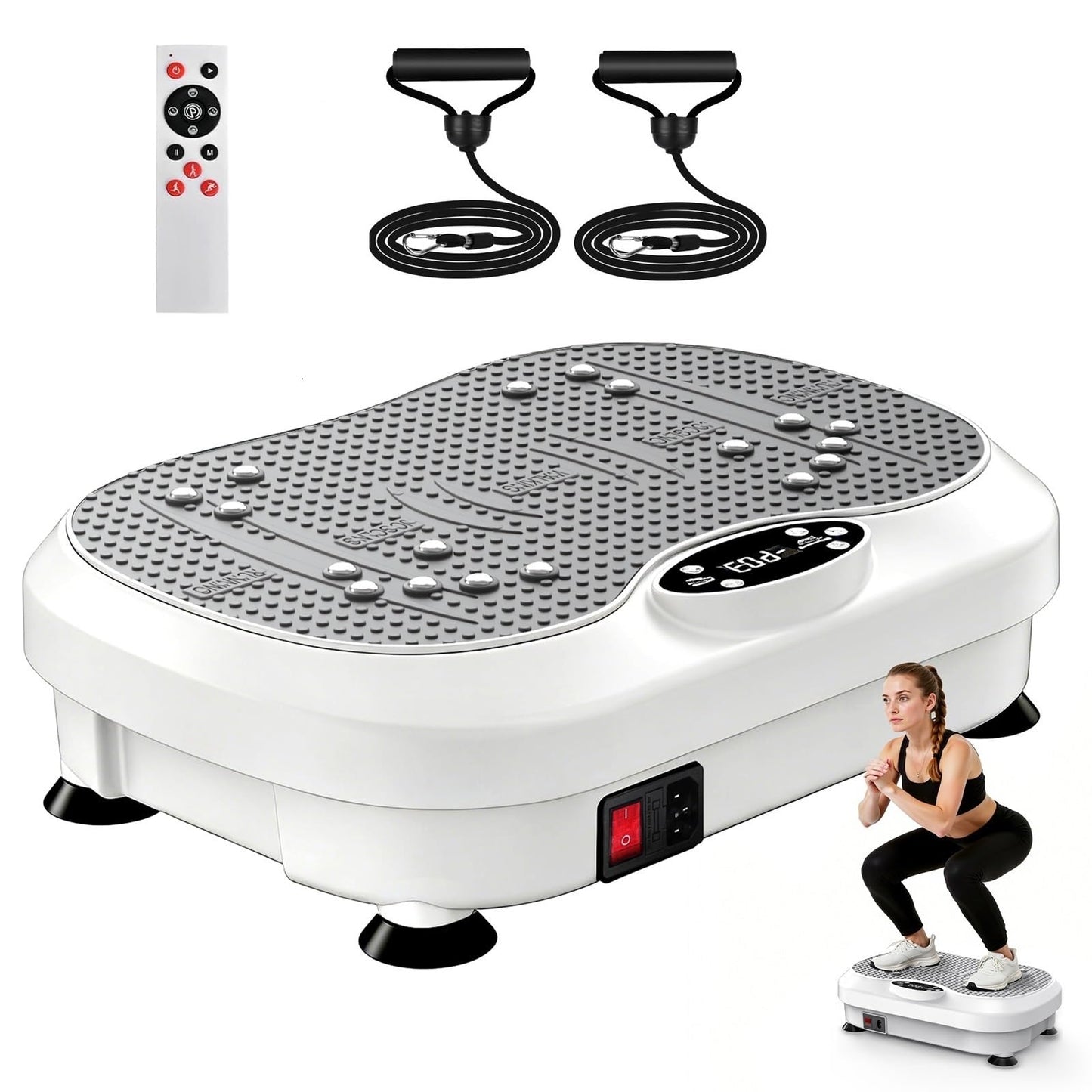 NISILIN Vibration Plate Exercise Machine for Lymphatic Drainage with 200 Levels, Whole Body Fitness Workout Equipment Stand Shake Board Sport Gym for Weight Loss Fat Burner for Women Men (White)