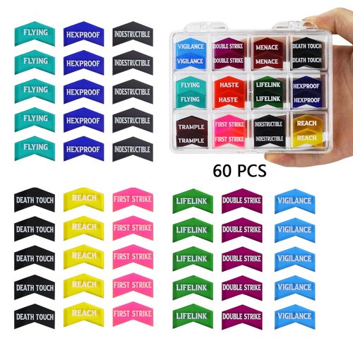 FIGURESLAB 108PCS MTG Keyword Counters Tokens & 12mm MTG Life Counter Dice Set for Magic Card with Box, Compatible with Magic CCG Card Gaming Accessories