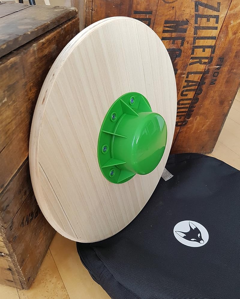Natural Wood 16" Wobble Board with Carry Bag — Balance Trainer for Home, Gym or Office