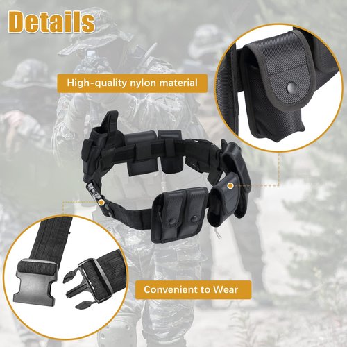 FLKQC 10 in 1 police Tactical belt Security Guard Belt, Versatile Military Modular Equipment System Molded Duty Belt Set for Law Enforcement, Ultimate Tactical Belt Set