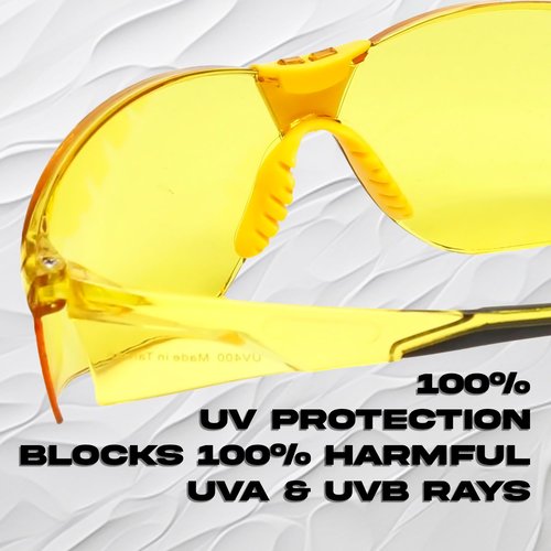 Calabria Drop Shot Yellow Crystal Black Sport Safety Glasses for Pickleball Eye Protection for Women Pickleball Glasses for Men Racquetball Glasses for Men Cricket Glasses Safety Shades Squash Golf