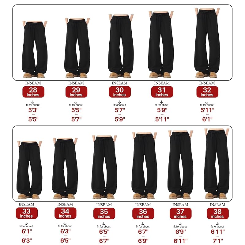 Tall Men’s Sweatpants - Big & Tall Inseam 38W x 36L, Relaxed Fit Black