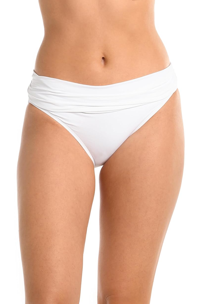 Island Goddess Shirred Band Hipster Bikini Bottom - White