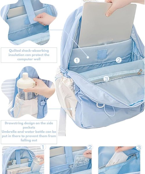 EARFORU Rosy Posy Backpack, Rosyposy Soft Setting Cream Star Drawstring Backpack, Comfortable, Large Capacity, Durable Waterproof (Sky Blue)