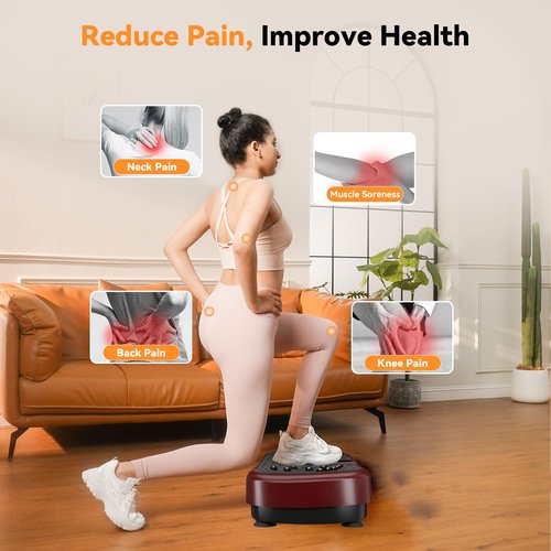 UCIN Vibration Plate Exercise Machine, Vibration Plate for Lymphatic Drainage, 330 Lbs Capacity Vibrating Plate for Weight Loss Home Fitness with Resistance Bands/Pilates Ball (Red)