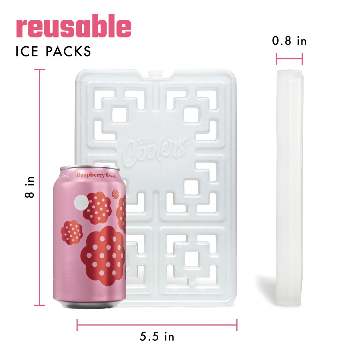 Cool Coolers XL Fashion Ice by Fit & Fresh, 3pk Ice Blocks for Lunchboxes, Quick Freeze, Space Saving, Stylish Reusable Freezer Packs for Coolers, Pearl White