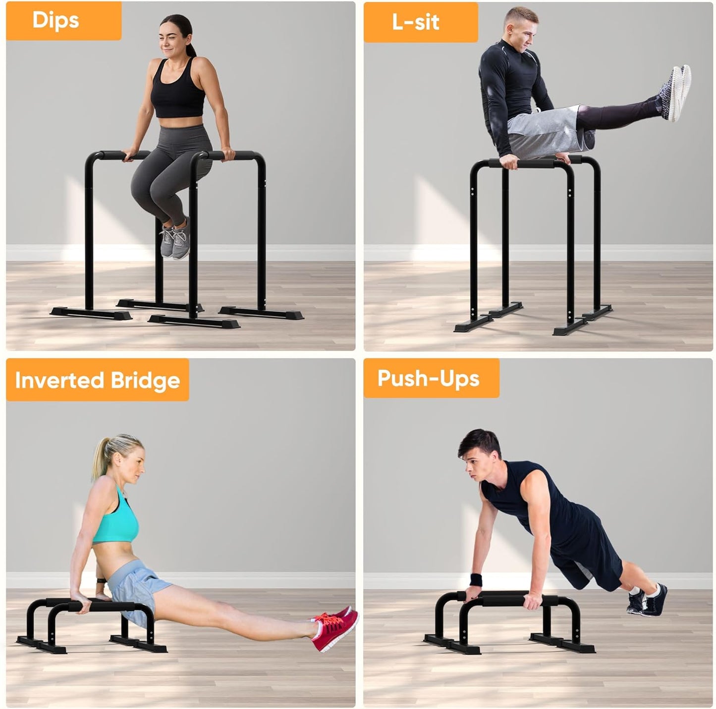 2-in-1 Adjustable Dip Bar Pro Max - Heavy Duty Parallel Bars with Connecting Parts, Extra Tall & Thickened Steel Design for Home Gym, Calisthenics & Strength Training